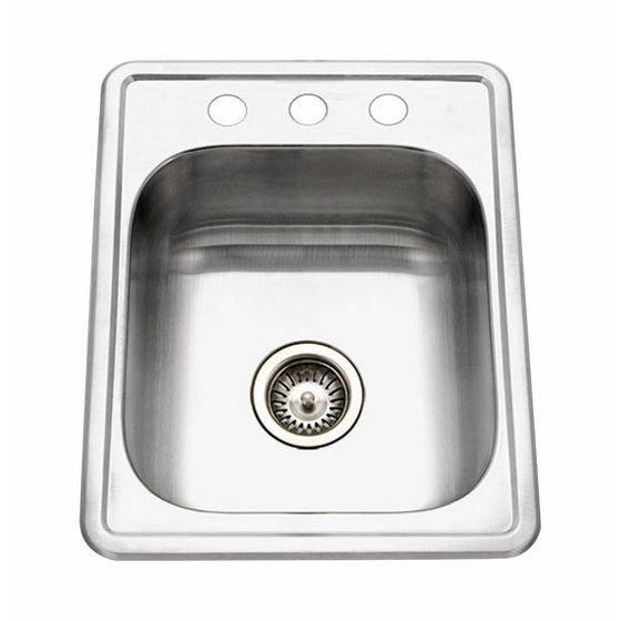 Houzer A1722-7BS-1 ADA Glowtone Topmount Stainless Steel 17" x 22" Sink with 3 Holes