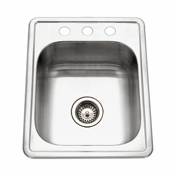 Houzer A1722-7BS-1 ADA Glowtone Topmount Stainless Steel 17" x 22" Sink with 3 Holes