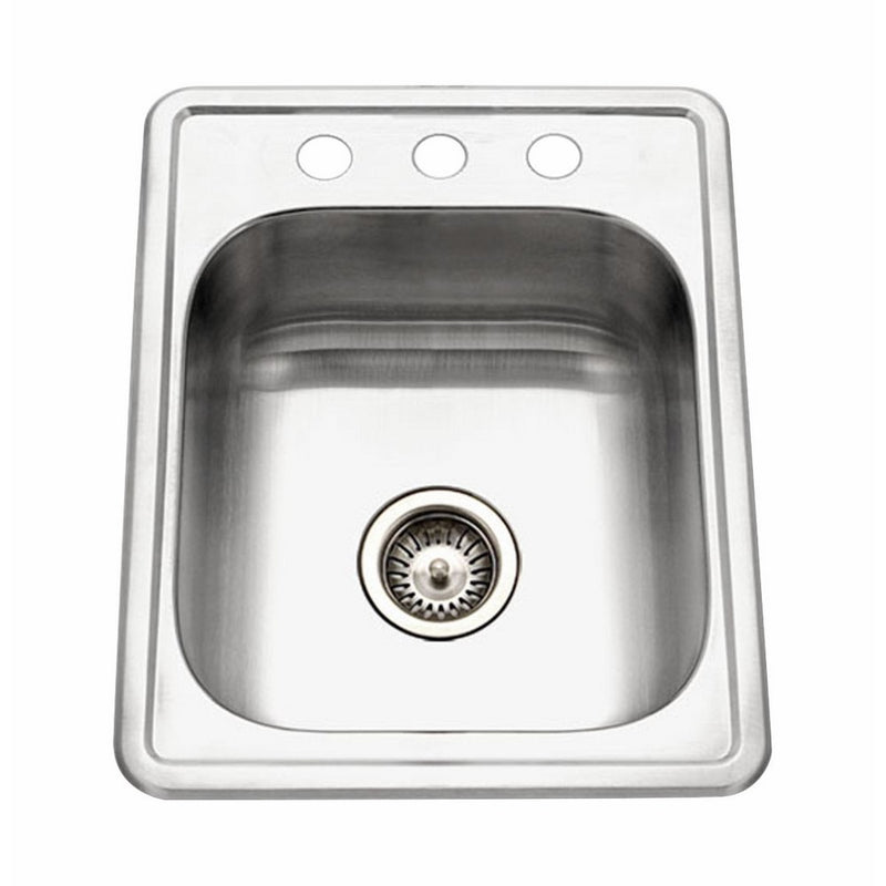 Houzer A1722-7BS-1 ADA Glowtone Topmount Stainless Steel 17" x 22" Sink with 3 Holes