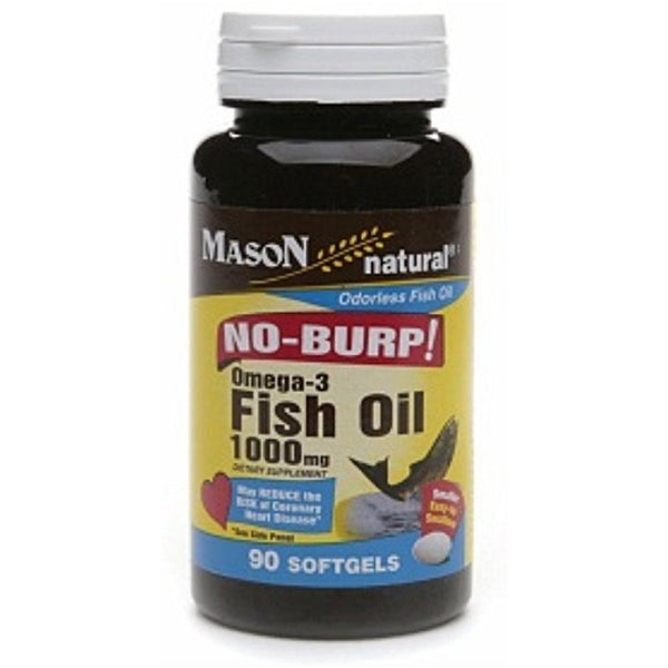 Fish Oil 1000 Mg No Burp Softgel, By Mason Vitamins - 90 Ea