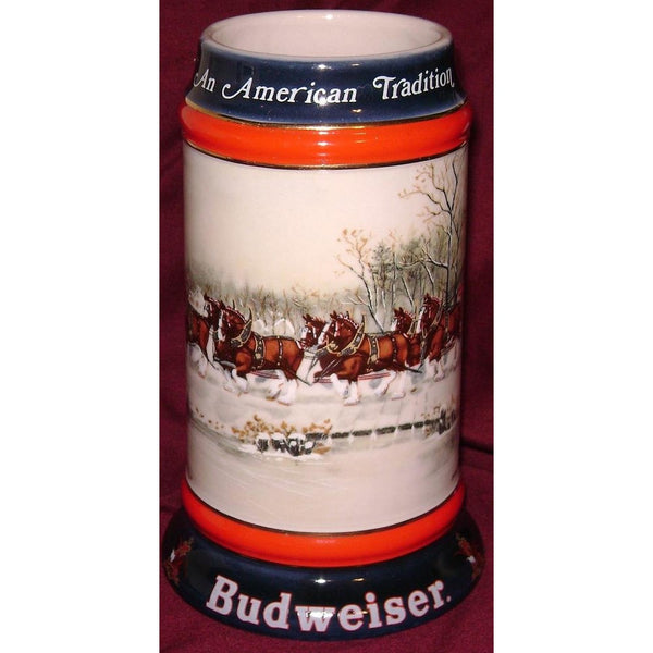 1990 Budweiser Holiday Beer Stein - An American Tradition