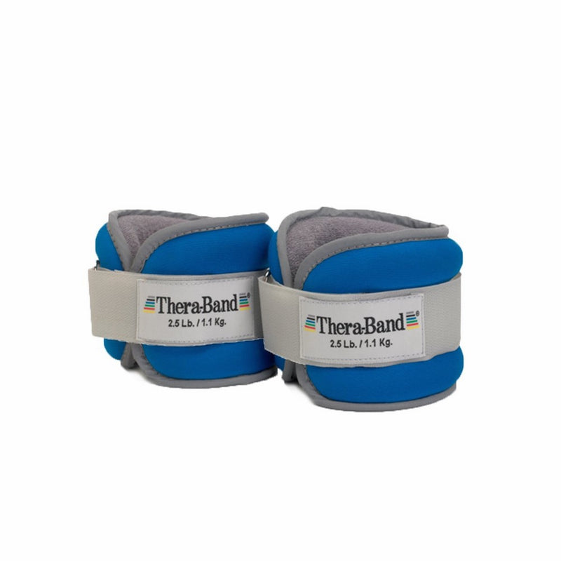 TheraBand Ankle Weights, Comfort Fit Wrist & Ankle Cuff Weight Set, Adjustable Walking Weights for Cardio, Home Workout, Ankle Strengthening & Physical Therapy, Blue, 2.5 lb. Each, Set of 2, 5 Pounds