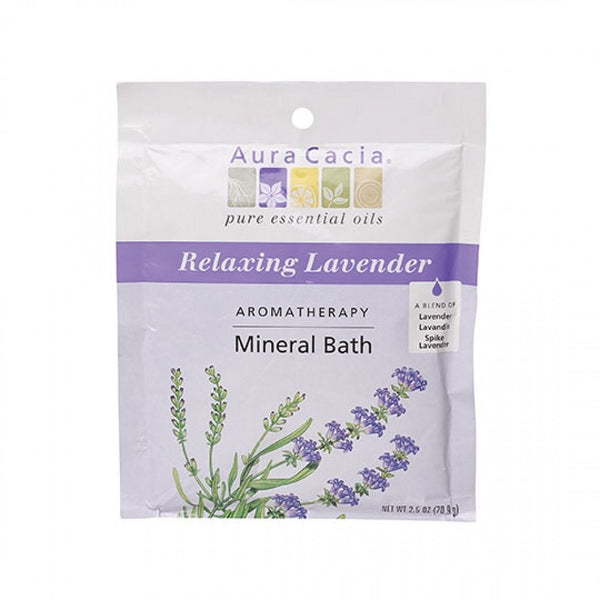 Aura Cacia Aromatherapy Mineral Bath, Relaxing Lavender, 2.5 ounce packet (Pack of 3)