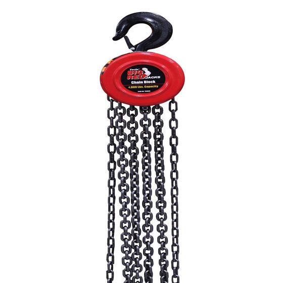 Torin Big Red Chain Block/Manual Hoist with 2 Hooks, 2 Ton (4,000 lb) Capacity