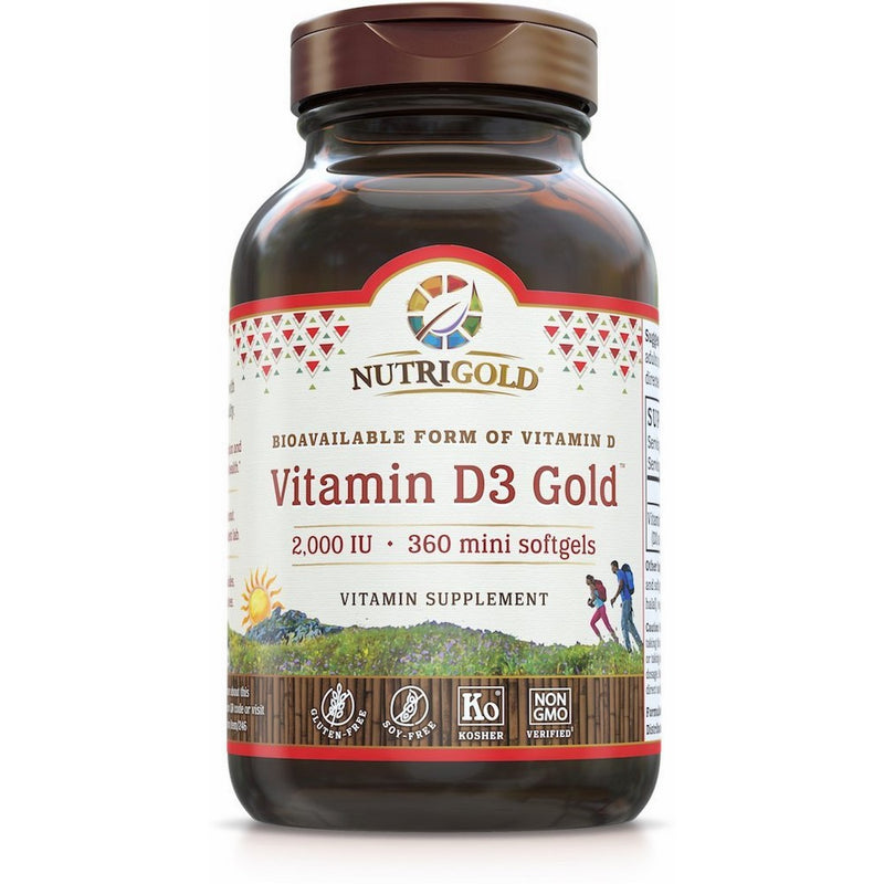 Nutrigold Vitamin D3 Gold (in Organic Olive Oil), 2000 IU, 360 softgels