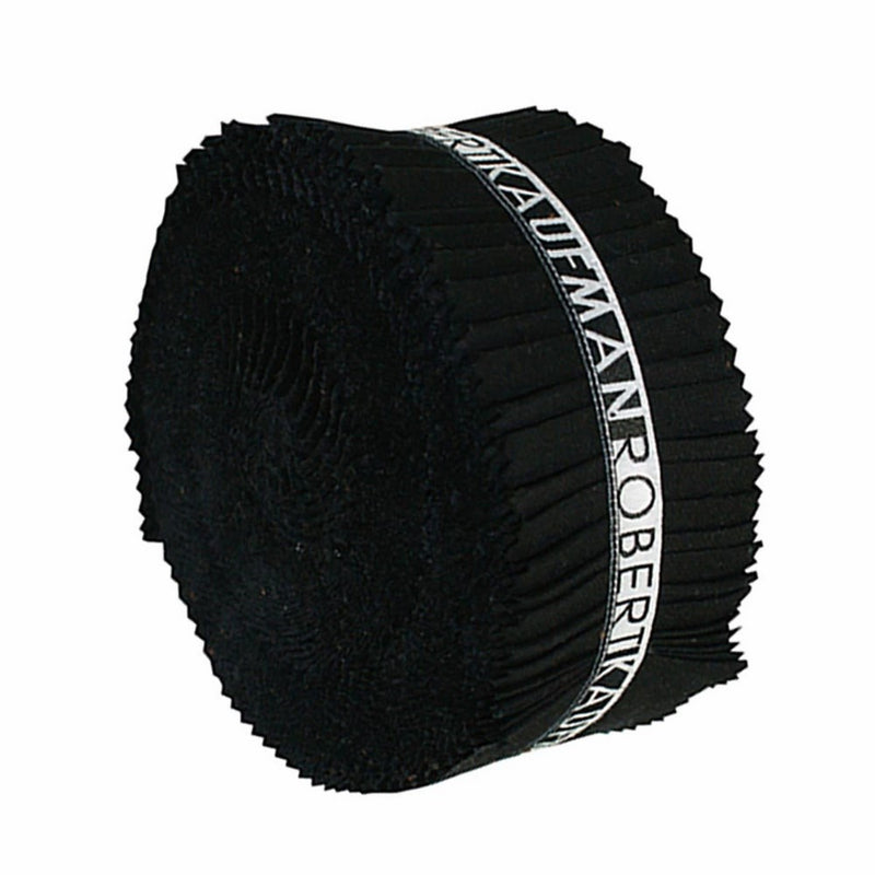 Robert Kaufman 2-1/2in Strips Roll Up Kona Solids black Colorway 40Pcs