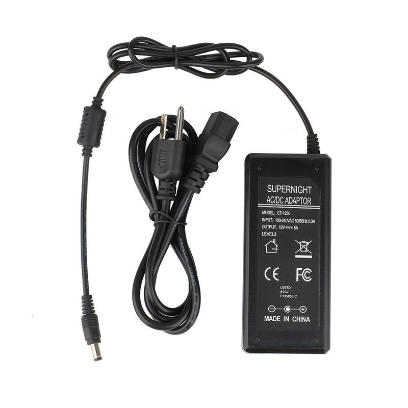 SUPERNIGHT(TM) 100V - 240V To DC 12V 5A Switching Power Supply Adapter For LED strip Light