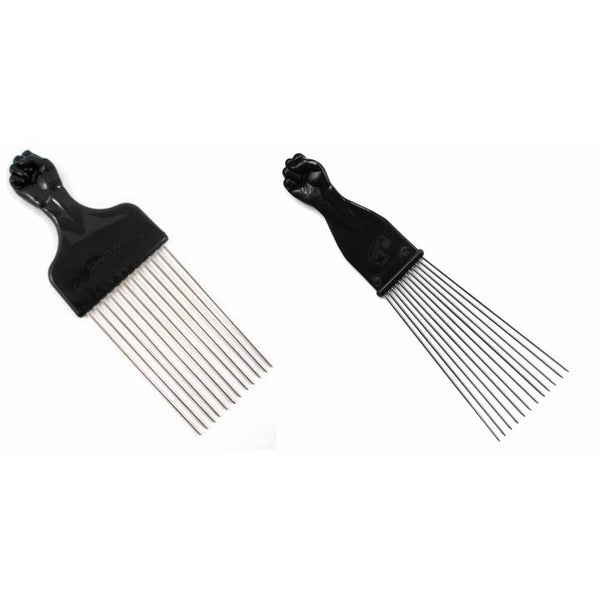 Afro Pick w/ Black Fist - Metal African American Hair Comb Combo