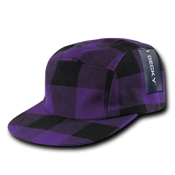 DECKY 5 Panel Racer Cap, Plaid Purple