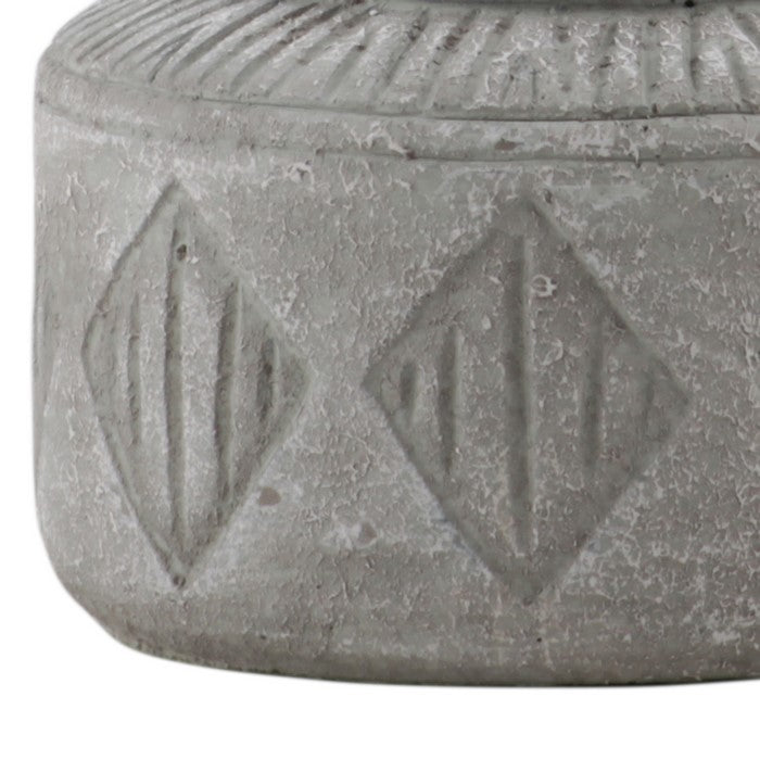 Wide Mouth Cement Pot with Diamond Pattern, Small, Gray