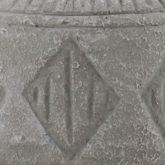 Wide Mouth Cement Pot with Diamond Pattern, Small, Gray