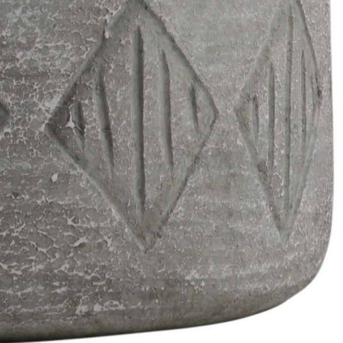 Wide Mouth Cement Pot with Diamond Pattern, Large, Gray