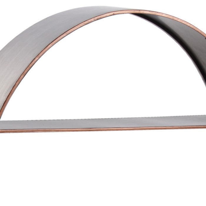 Round Metal Wall Shelf with 2 Tier Storage and Copper Edges, Bronze