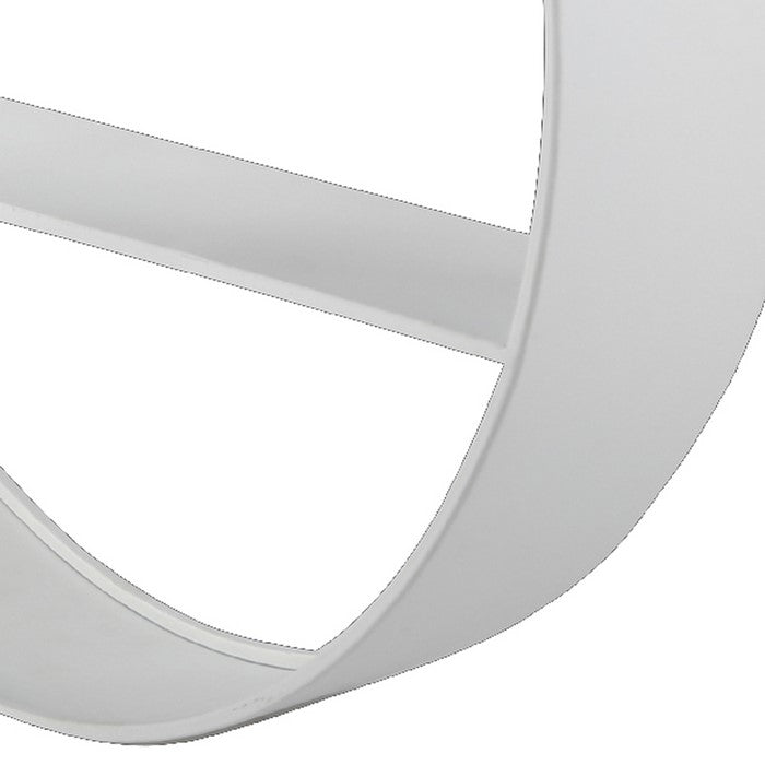Round Metal Wall Shelf with 2 Tier Storage , White