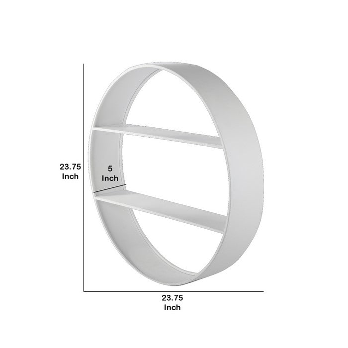 Round Metal Wall Shelf with 2 Tier Storage , White