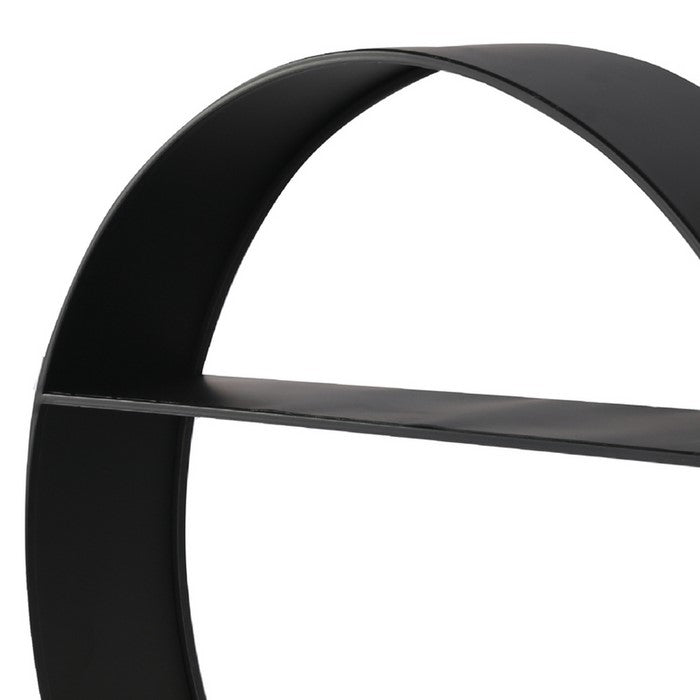 Round Metal Wall Shelf with 2 Tier Storage , Black