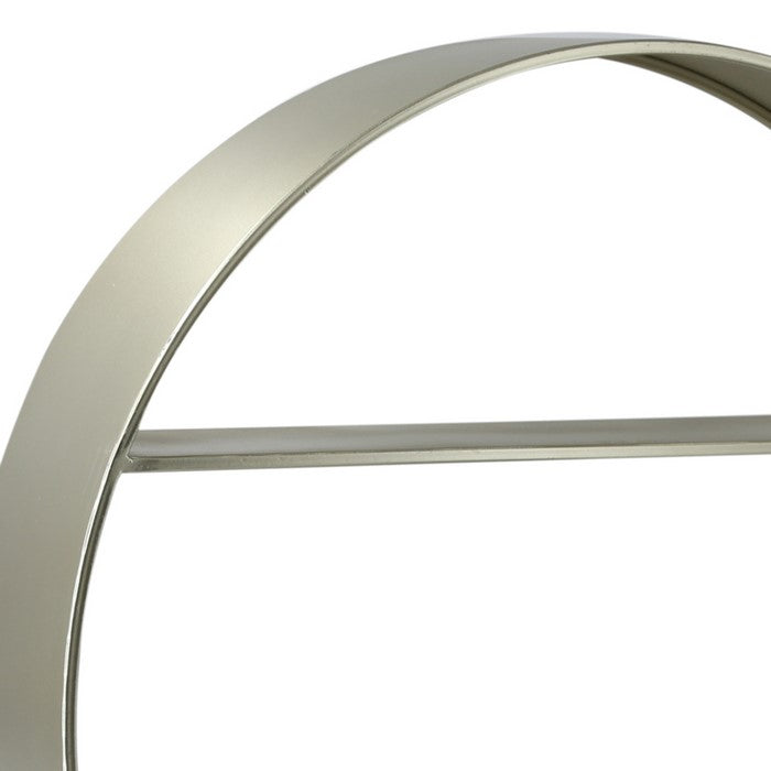 Round Metal Wall Shelf with 2 Tier Storage , Silver