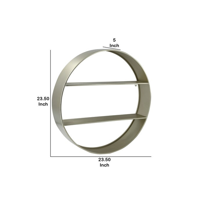 Round Metal Wall Shelf with 2 Tier Storage , Silver
