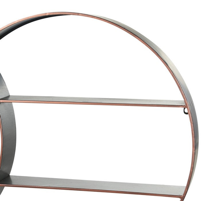 Wall Shelf with 4 shelf storage and Interlocked Round Frames, Bronze
