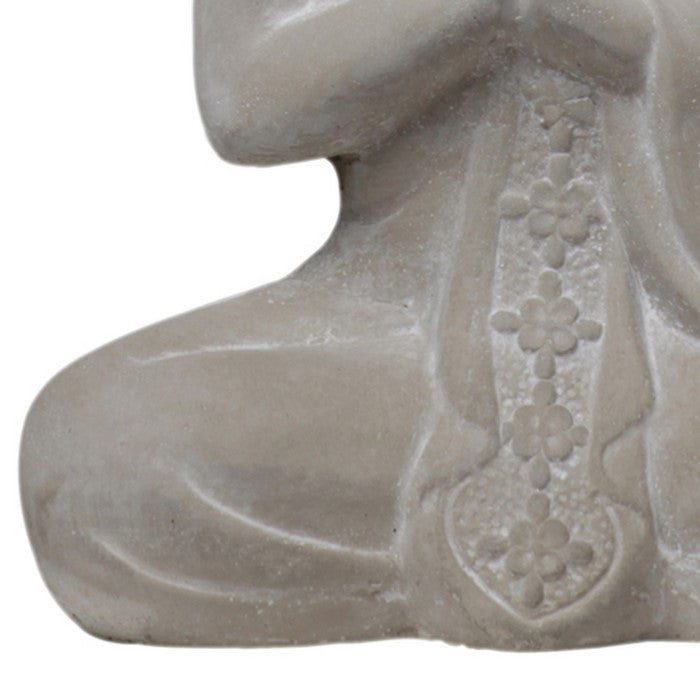 Cement Buddha Figurine Meditating in Anjali Mudra Position, Gray