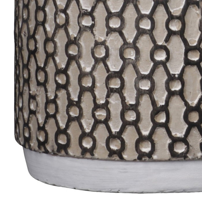 Cement Pot with Interweaved Pattern, Set of 2, Brown and Black