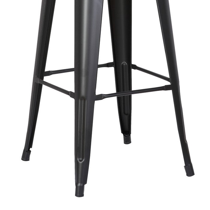 Square Wooden Counter Stool with Metal Peg Legs, Set of 2, Distressed Black