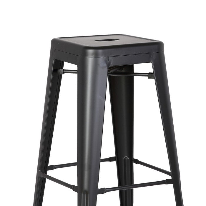 Square Wooden Counter Stool with Metal Peg Legs, Set of 2, Distressed Black