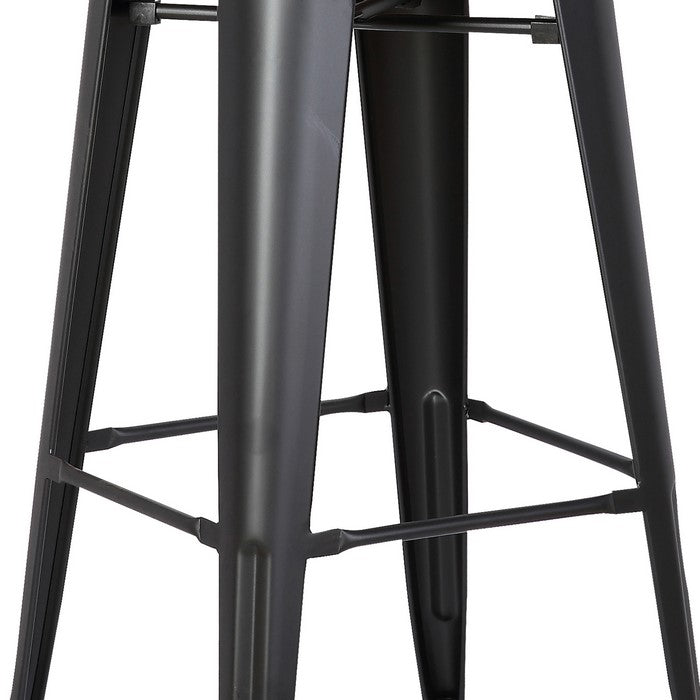 Square Wooden Counter Stool with Metal Peg Legs, Set of 2, Distressed Black