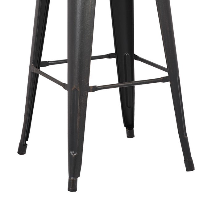 Square Wooden Barstool with Metal Peg Legs, Set of 2, Distressed Black