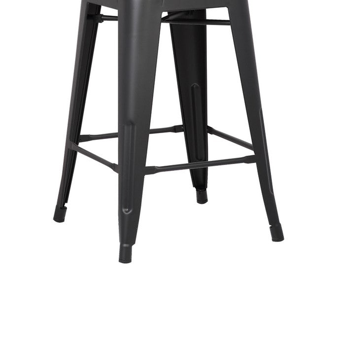 Bucket Back Metal Frame Counter Stool, Set of 2, Matte Black