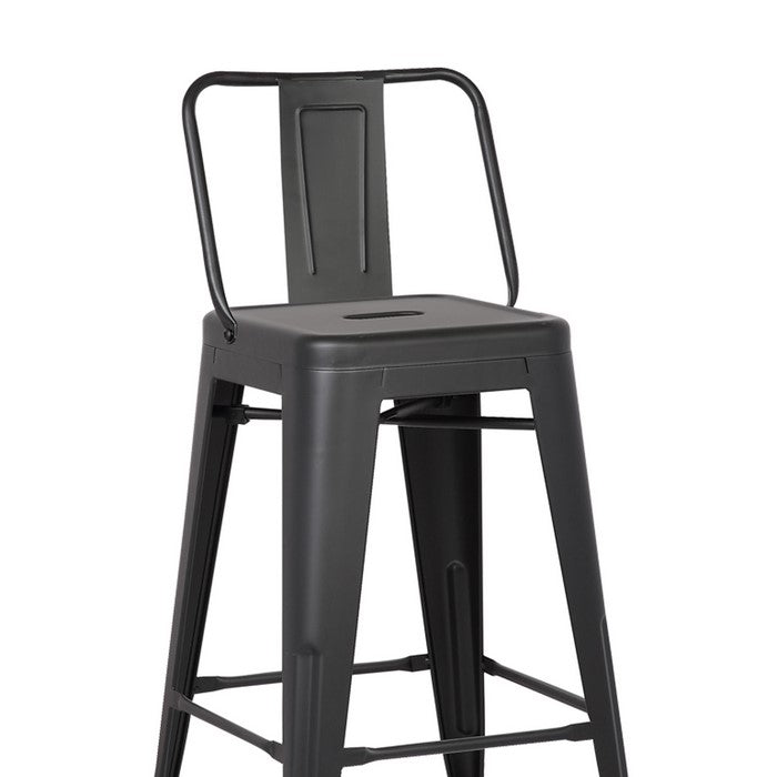 Bucket Back Metal Frame Counter Stool, Set of 2, Matte Black