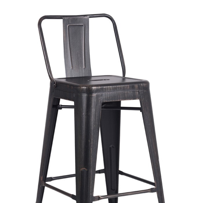 Bucket Back Metal Frame Counter Stool, Set of 2, Distressed Black