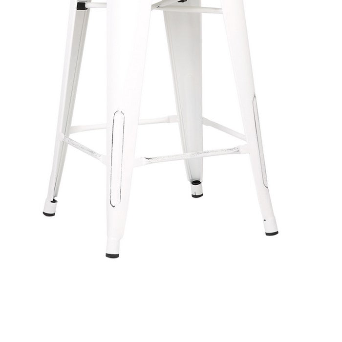 Bucket Back Metal Frame Counter Stool, Set of 2, Distressed White