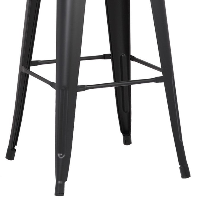 Bucket Back Metal Frame Barstool, Set of 2, Matte Black