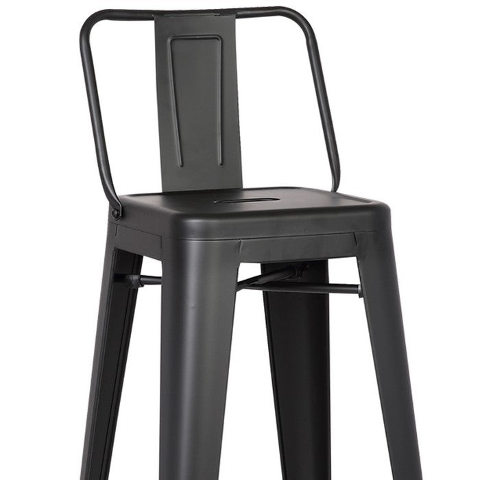 Bucket Back Metal Frame Barstool, Set of 2, Matte Black