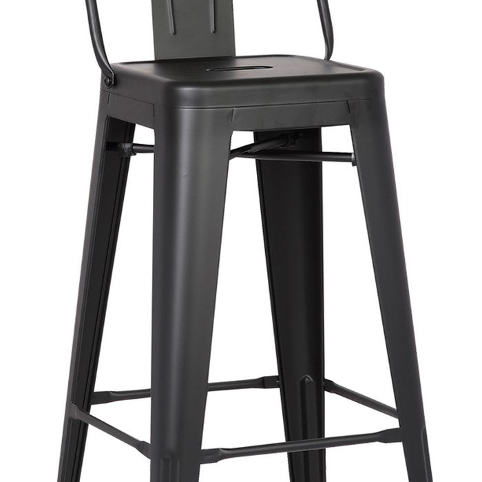 Bucket Back Metal Frame Barstool, Set of 2, Matte Black