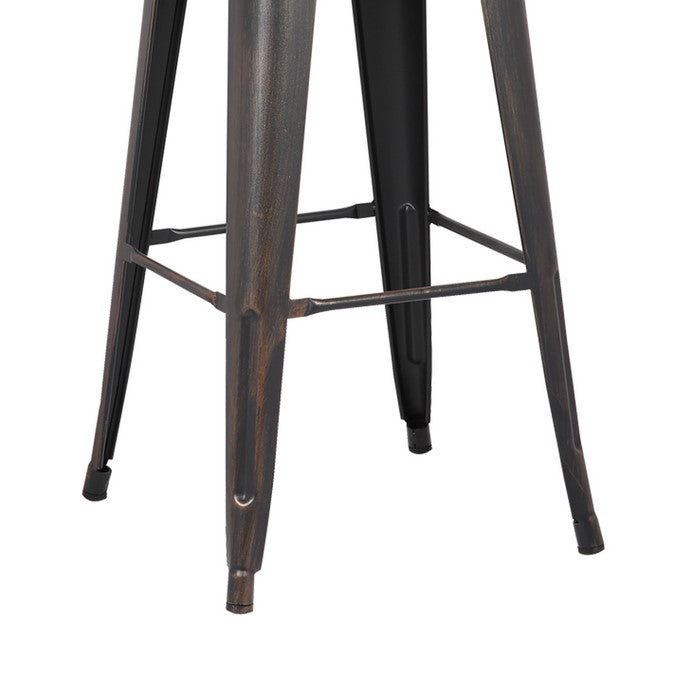 Bucket Back Metal Frame Barstool, Set of 2, Distressed Black