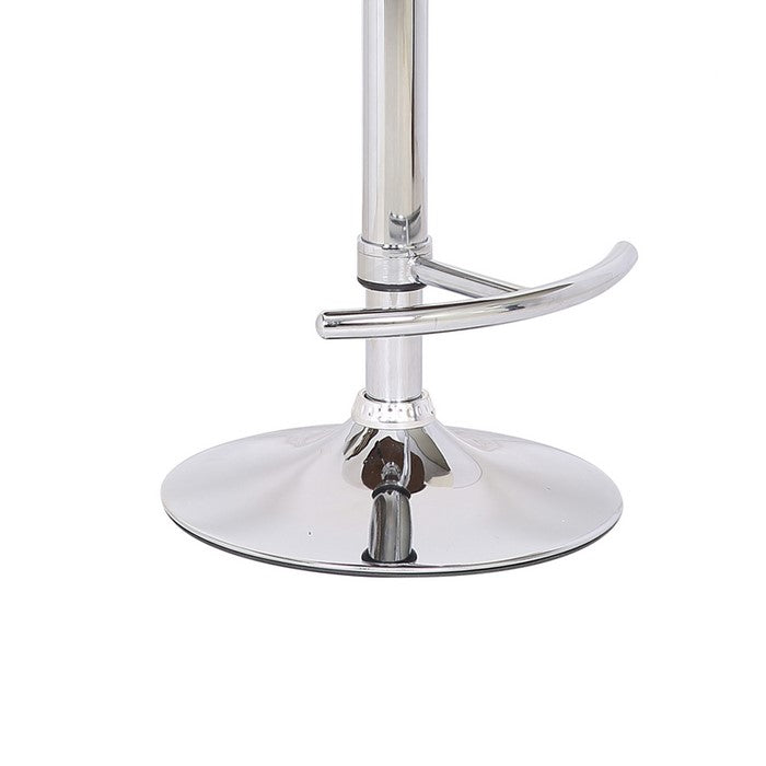 Bucket Seat Leatherette Barstool with Adjustable Height, Silver and Oak Brown