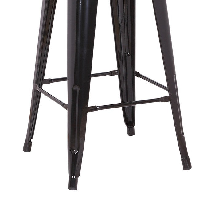 Metal Frame Dining Chair with Vertical Slat, Set of 2, Black