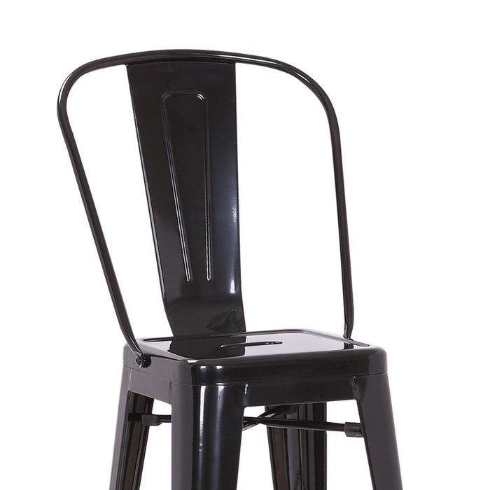 Metal Frame Dining Chair with Vertical Slat, Set of 2, Black