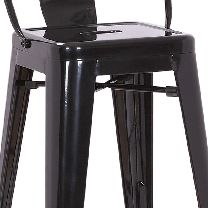 Metal Frame Dining Chair with Vertical Slat, Set of 2, Black