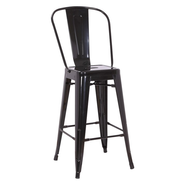 Metal Frame Dining Chair with Vertical Slat, Set of 2, Black