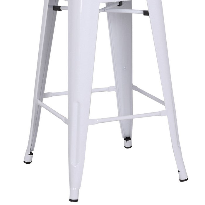 Metal Frame Chair with Vertical Slat, Set of 2, White