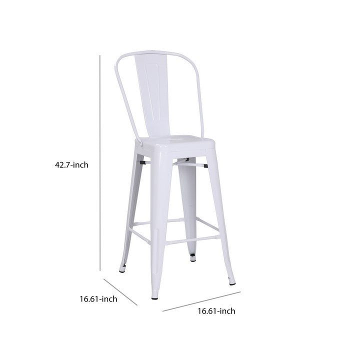 Metal Frame Chair with Vertical Slat, Set of 2, White