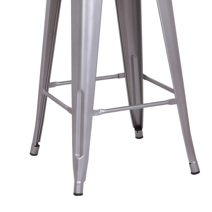 Metal Frame Dining Chair with Vertical Slat, Set of 2, Gray