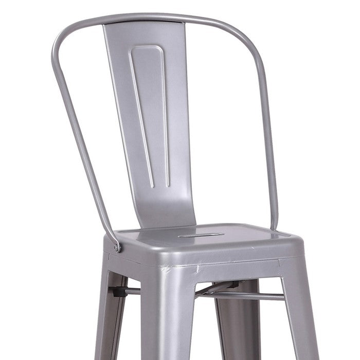 Metal Frame Dining Chair with Vertical Slat, Set of 2, Gray