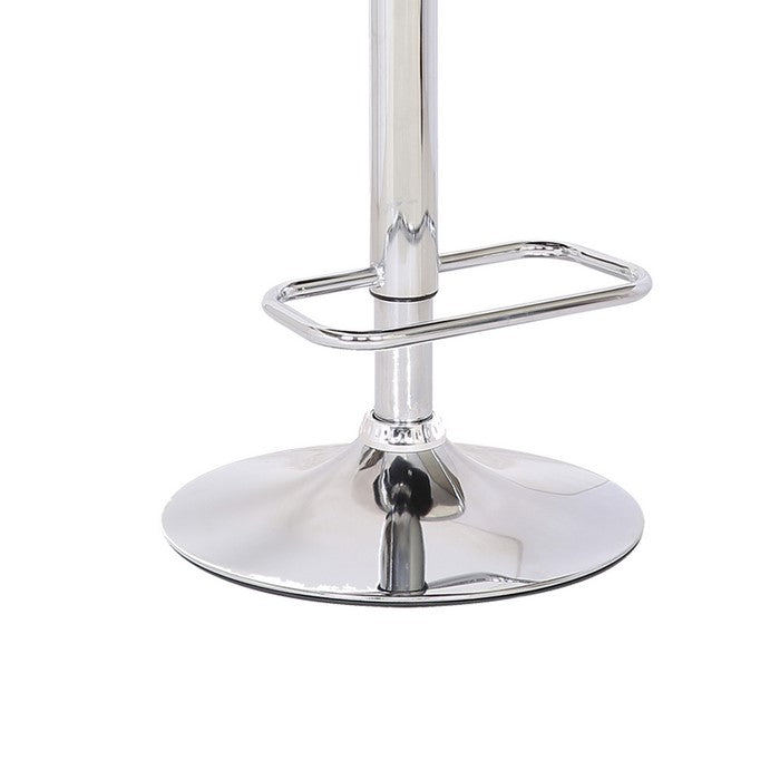 Bucket Seat Leatherette Barstool with Adjustable Height, Black and Chrome