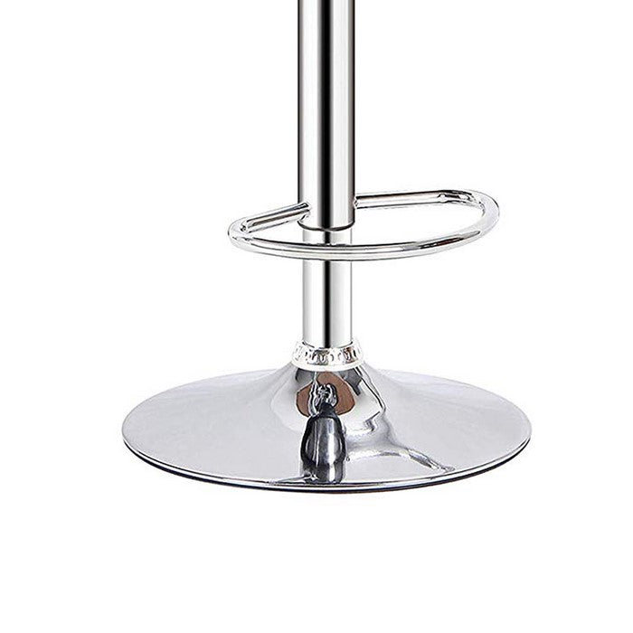 Wooden Frame Bucket Leatherette Padded Seat Barstool, Chrome and Brown