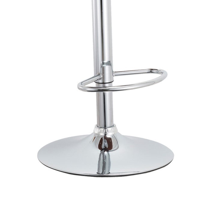 Leatherette Upholstered Metal Barstool with Bucket Seat, Brown and Chrome