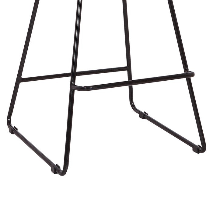 Wooden Saddle Seat Barstool with Metal Sled Base, Oak Brown and Black